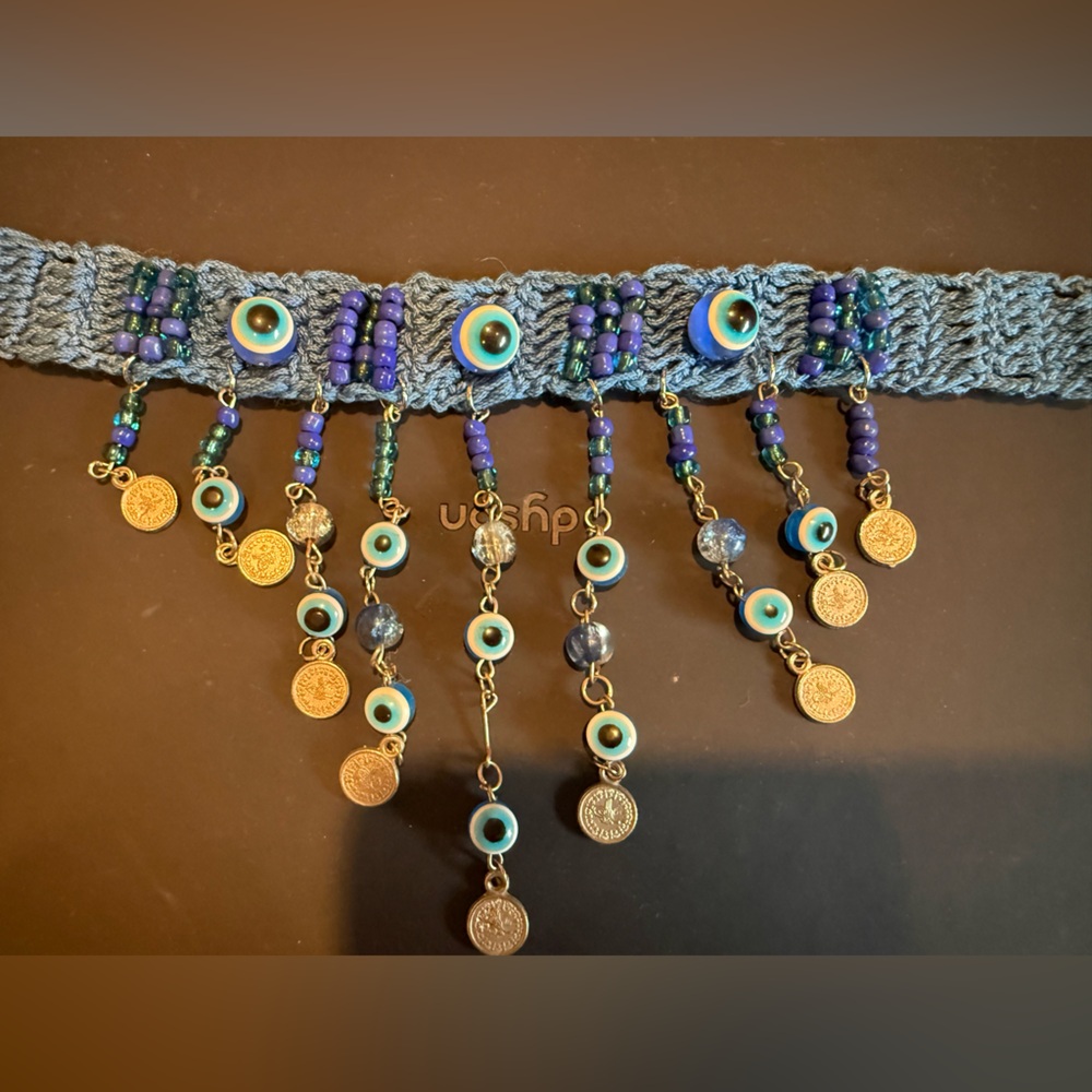 Handmade Boho Evil Eye Choker Necklace Adjustable